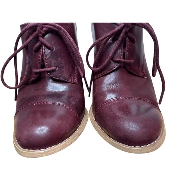 SOLD🚫 Hinge Women’s 8.5 Highland Oxford Pump Burgundy Leather Cap Toe - Picture 5 of 10